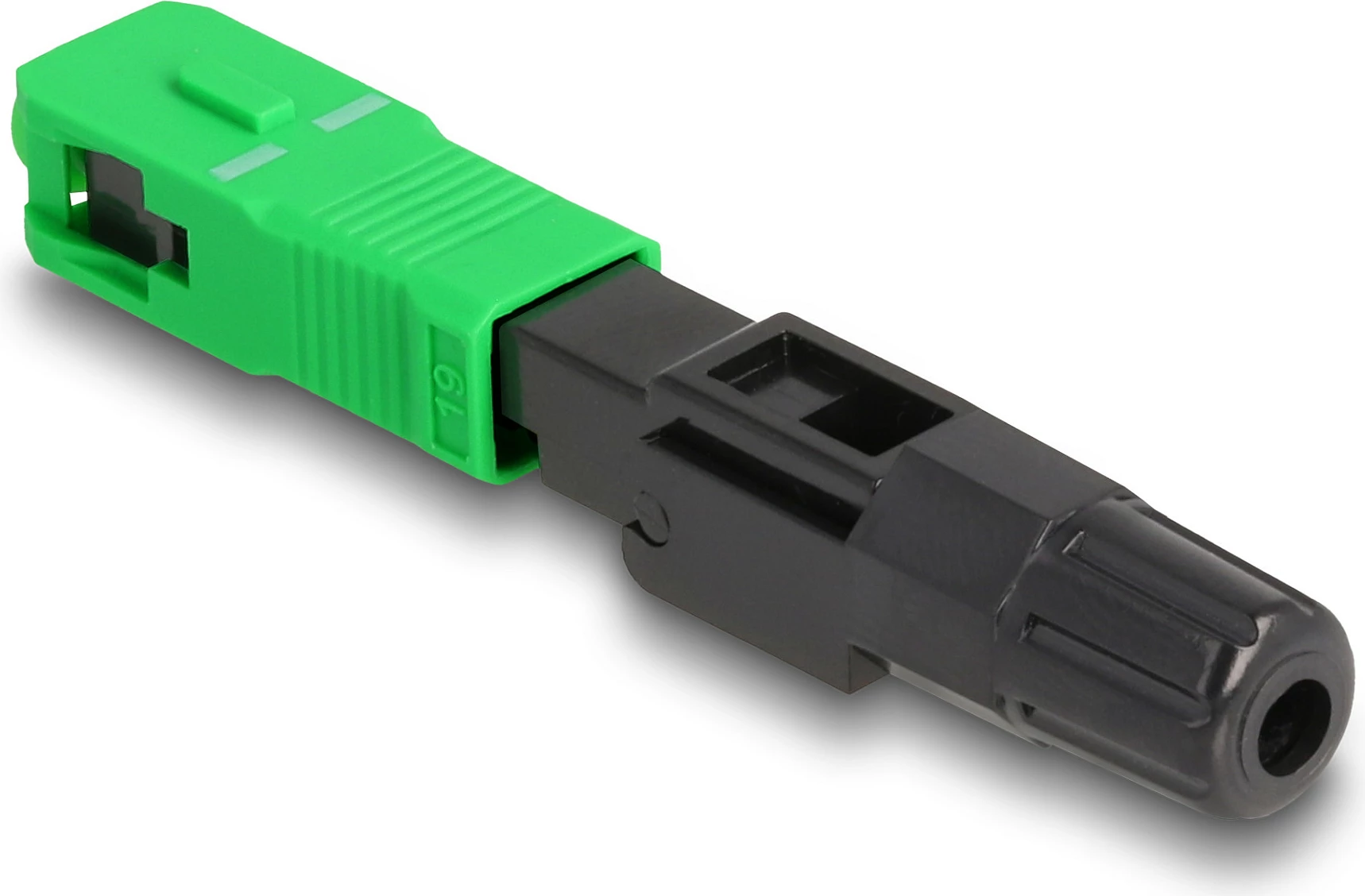 Konektor i shpejtë fibër optike DeLOCK SC/APC Simplex, male, single-mode, zi/gjelbër