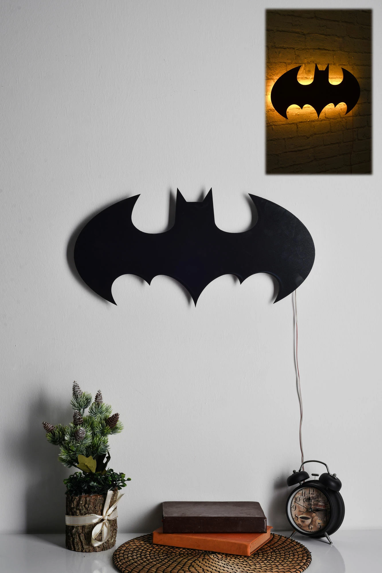 Dritë dekorative LED Batman, ngjyrë e verdhë, 50x25cm