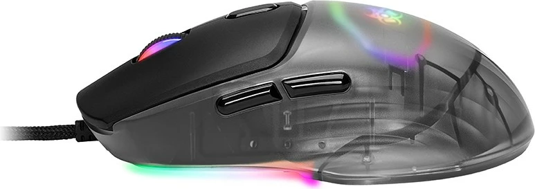 Maus Tracer Gamezone Neon RGB 12400 DPI, 7 butona, USB, i djathtë, kabllo 1.8 m, i zi, me 3 kapakë S/M/L
