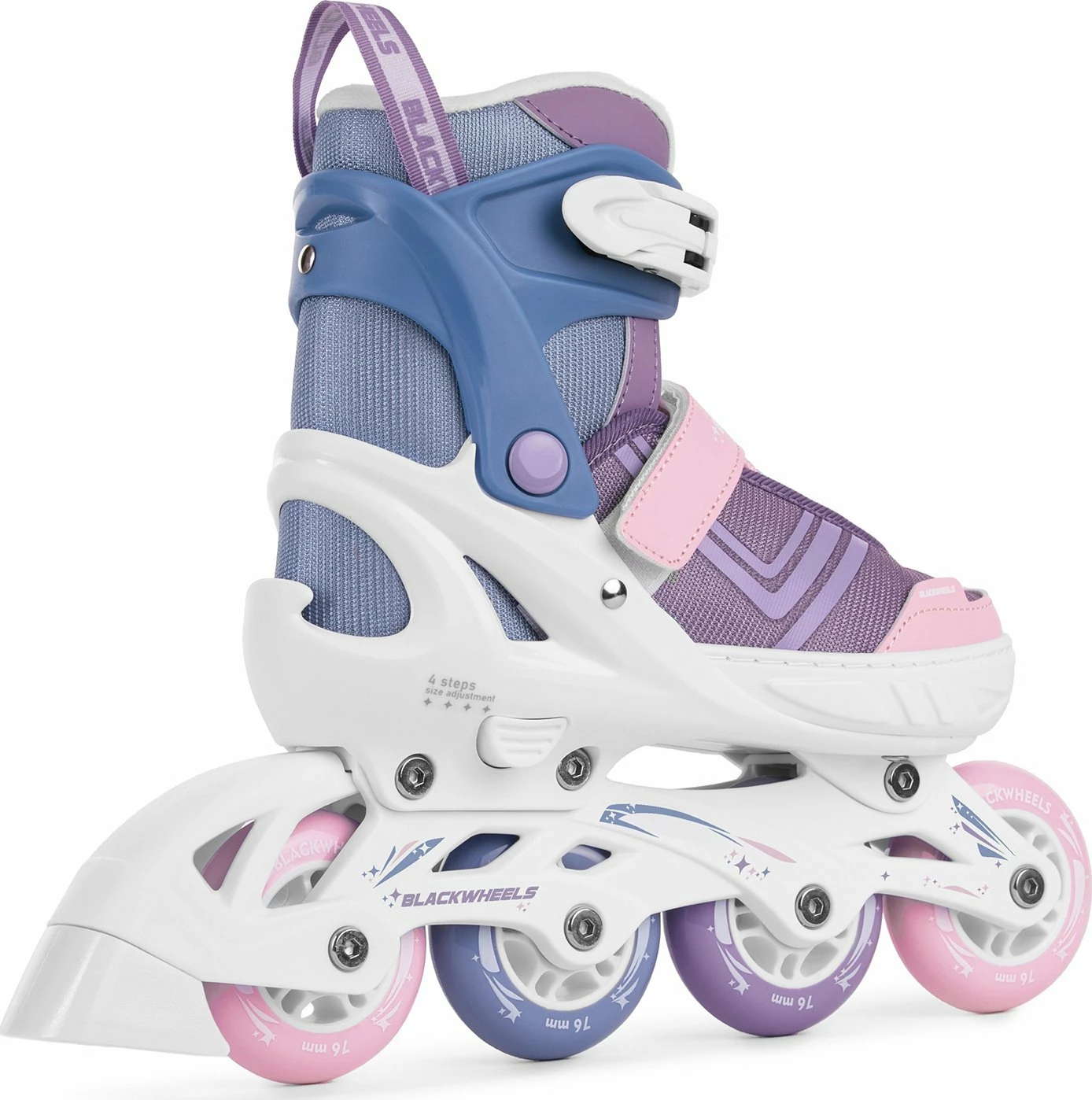 Patina inline Blackwheels Playful, të rregullueshme EU 36-39, ABEC 7, rrota 76 mm 82A, me frenë, vjollcë