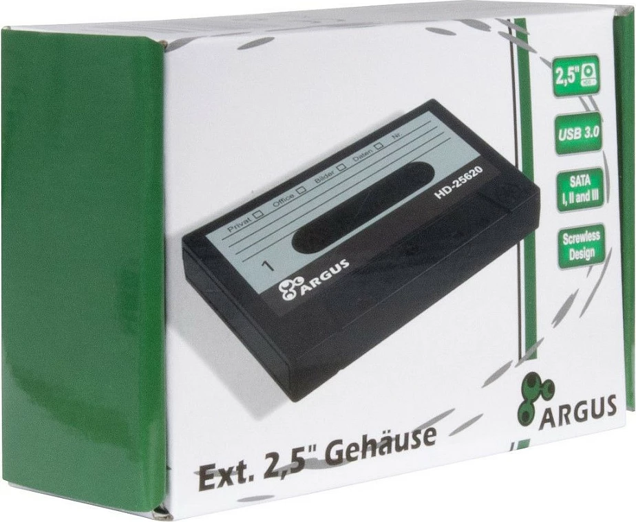 Kuti e jashtme për HDD/SSD 2.5" Inter-Tech Argus HD-25620, dizajn kasetë, e zezë
