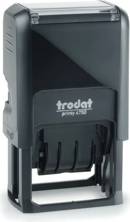 Stampë Trodat Printy 4750, tekst i gatshëm, e zezë/çelik inox