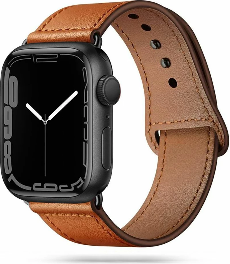 Rrip lëkure për Apple Watch Tech-Protect LeatherFit, 42/44/45/49 mm, Kafe