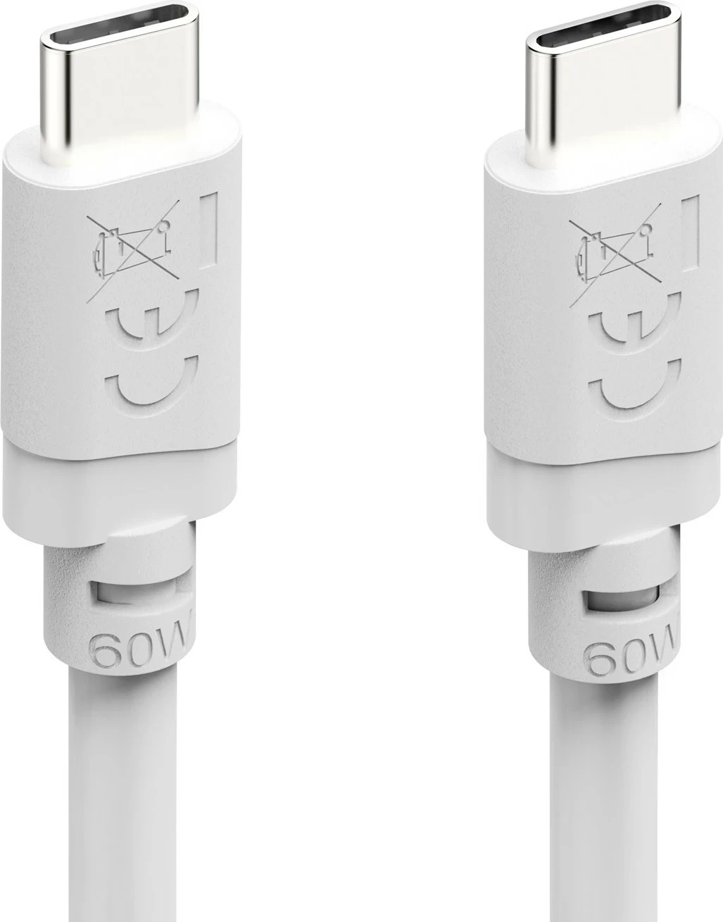 Kabllo karikimi Hama USB-C në USB-C, 2 m, 60W, e bardhë