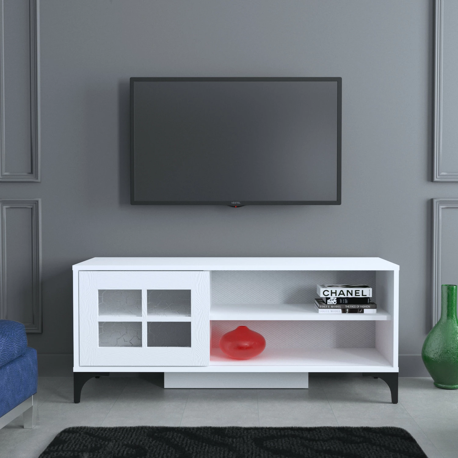 Komodë TV Hanah Home, Revival 125, e bardhë