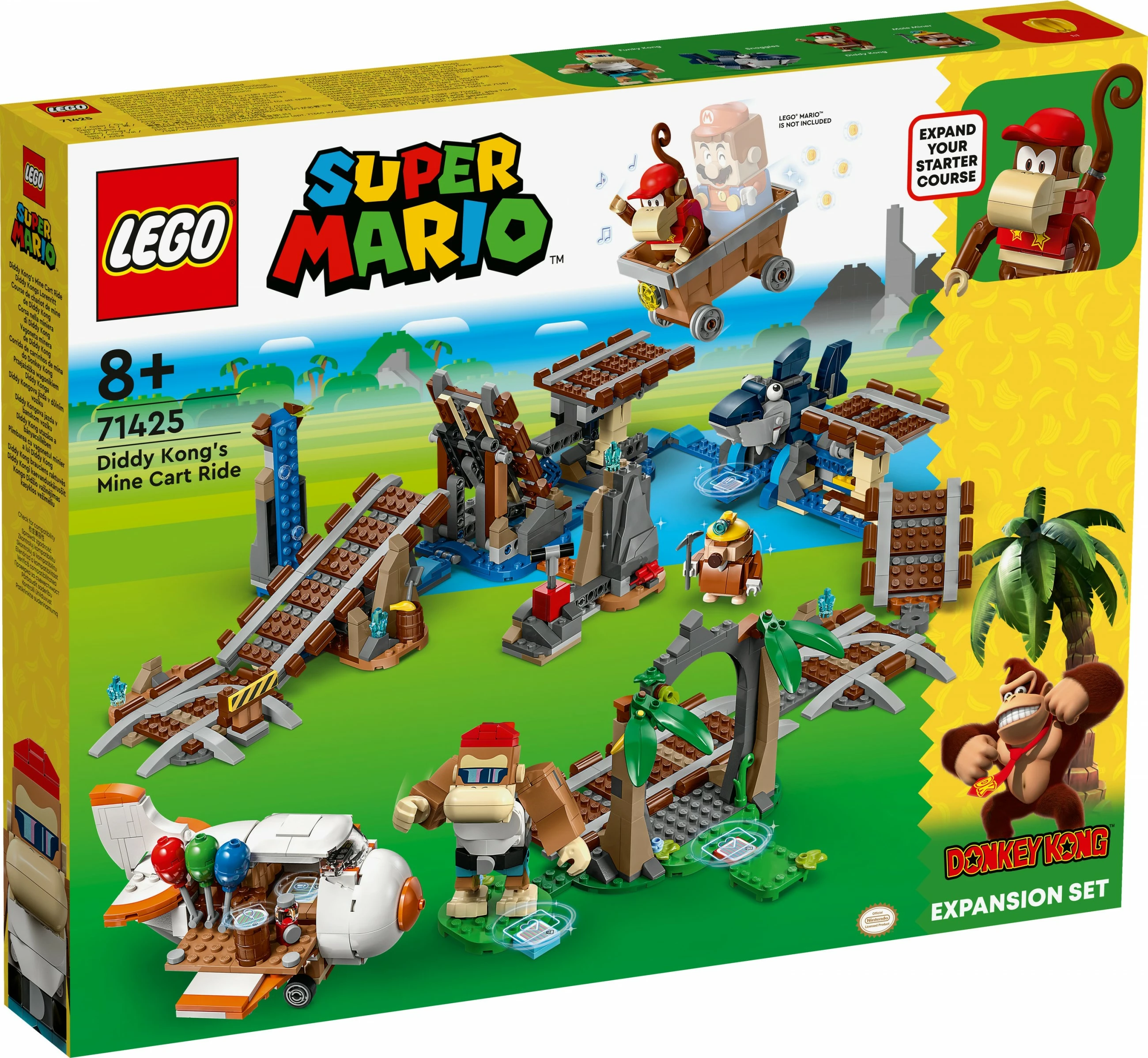 Set ndërtimi LEGO Super Mario Diddy Kong's Mine Cart Ride 71425, 1157 pjesë, shumëngjyrësh
