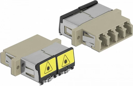 Kuplues fibër optike DeLOCK LC Quad femër-në-femër, OM2 multimode, bezhë