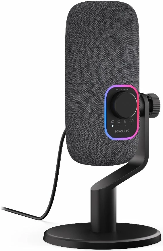 Mikrofon USB Krux Empy KRXC017, 24bit/96kHz, 4 mënyra regjistrimi, RGB, USB-C, i zi