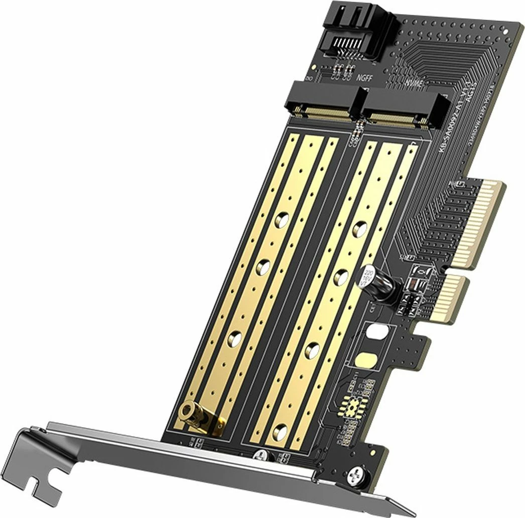 Kartë adapter PCIe Ugreen CM302 PCIe 3.0 x4 për SSD M.2 M-Key + M.2 B-Key, e zezë