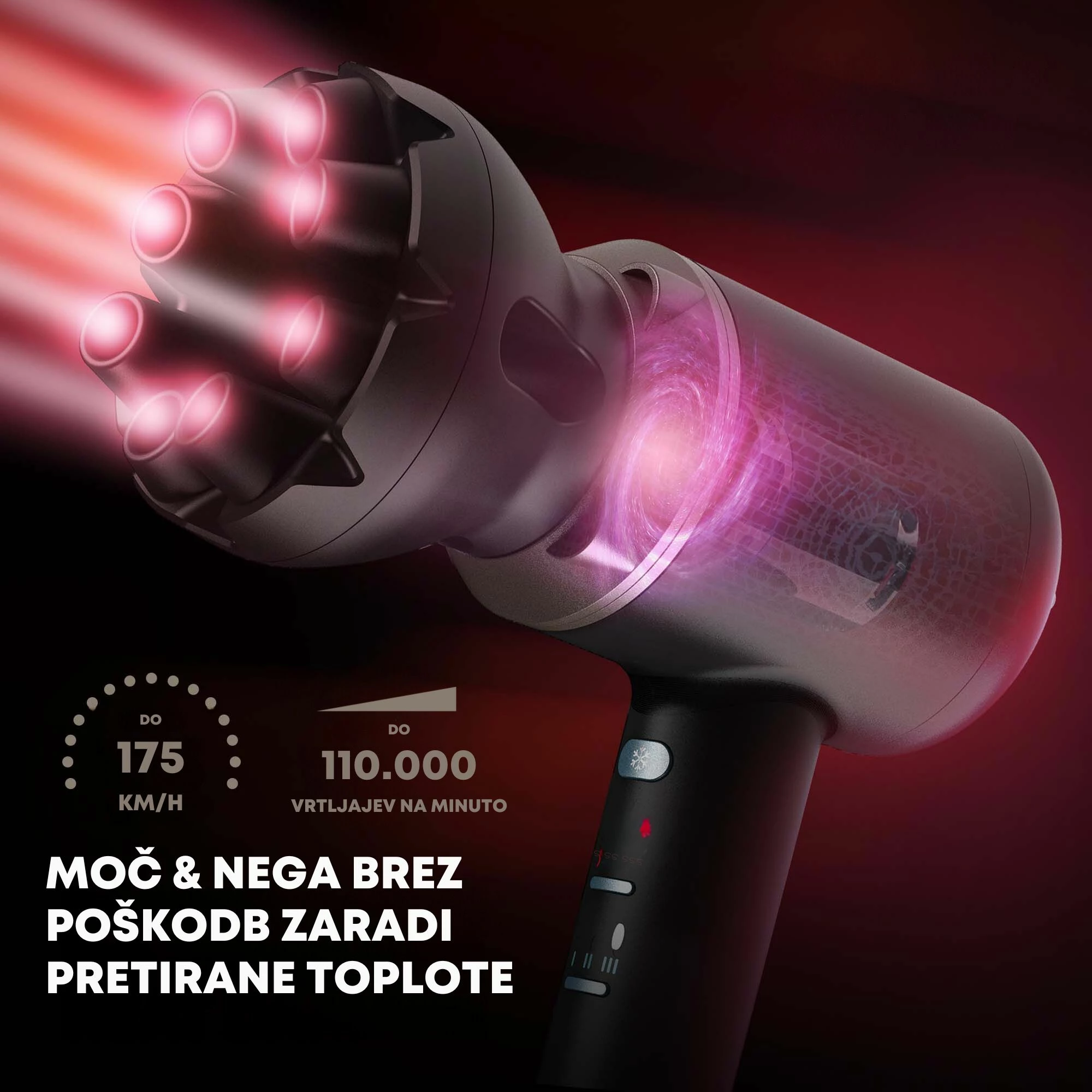 Tharëse flokësh Revamp Enigma Precision DR-7000, motor brushless 110,000 RPM, quad ion, 4 gryka magnetike, kabllo 3 m, e zezë