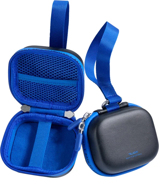 Çantë transporti mini EVA për kamerë sportive, Telesin S6-PRC-24BK, 102×85×60 mm, E zezë/kaltër