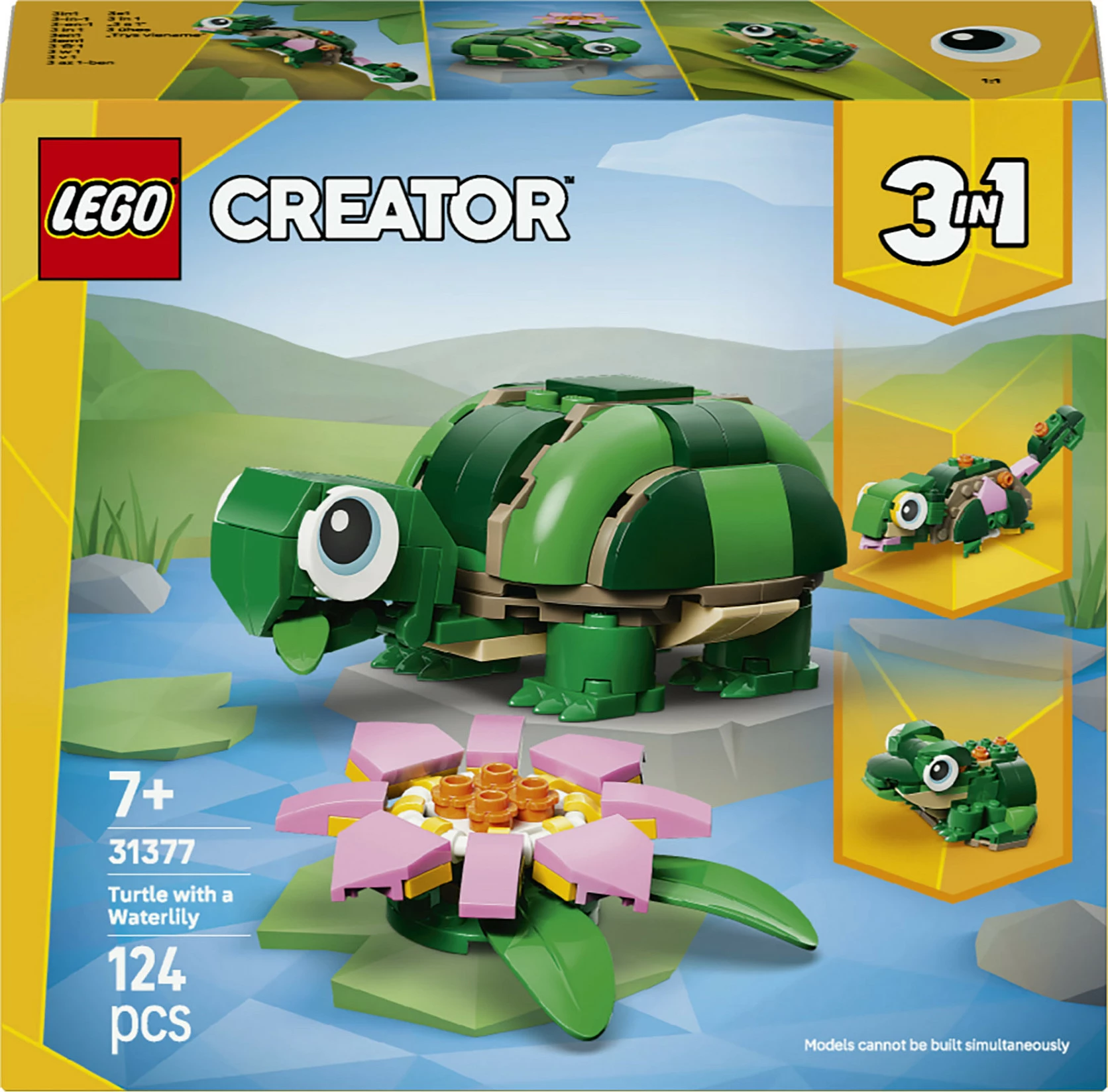 Set ndërtimi LEGO Creator 3-në-1 31377 Breshkë me zambak uji, 124 pjesë, shumëngjyrësh