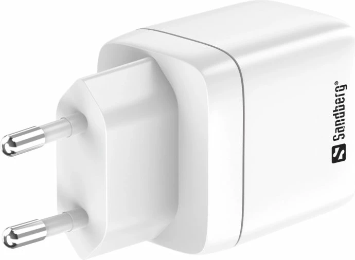 Karikues SANDBERG 2n1 441-52, 35W PD/QC3.0, 1xUSB-C + 1xUSB-A, GaN III, me ekran, i bardhë