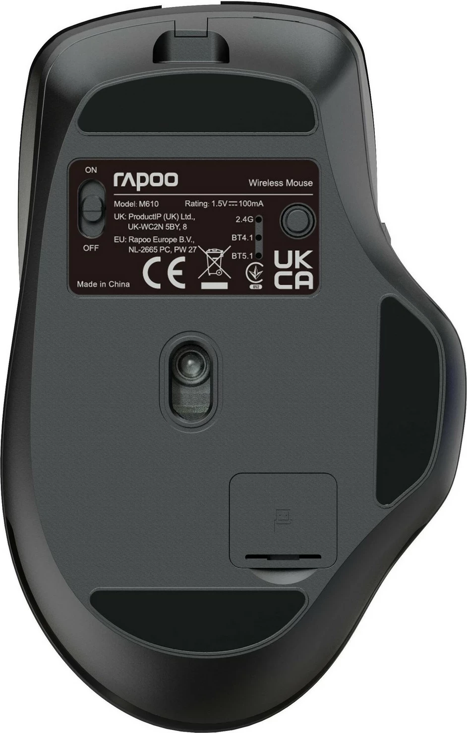 Maus ergonomik Rapoo M610, pa tela, Bluetooth/2.4 GHz, i zi
