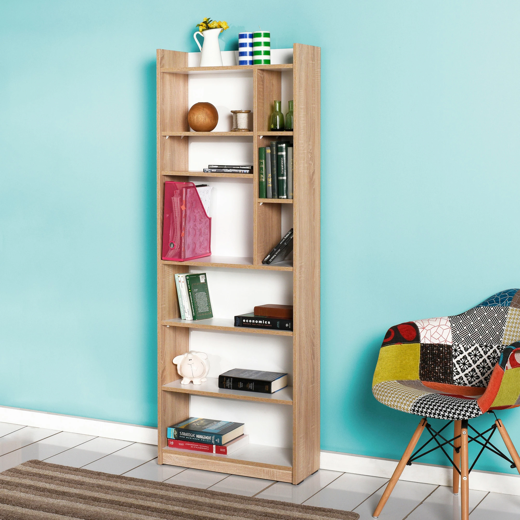 Raft librash Hanah Home, Ktp-779-Sd-1, ngjyrë sonomo dhe e bardhë, 63x176x26cm