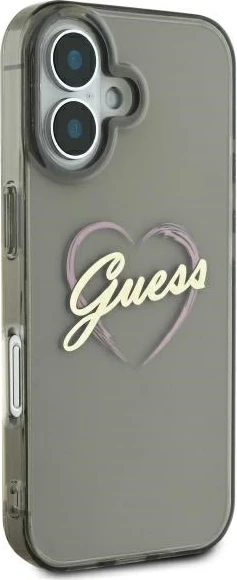 Mbështjellës Guess IML Heart për iPhone 16, Zi
