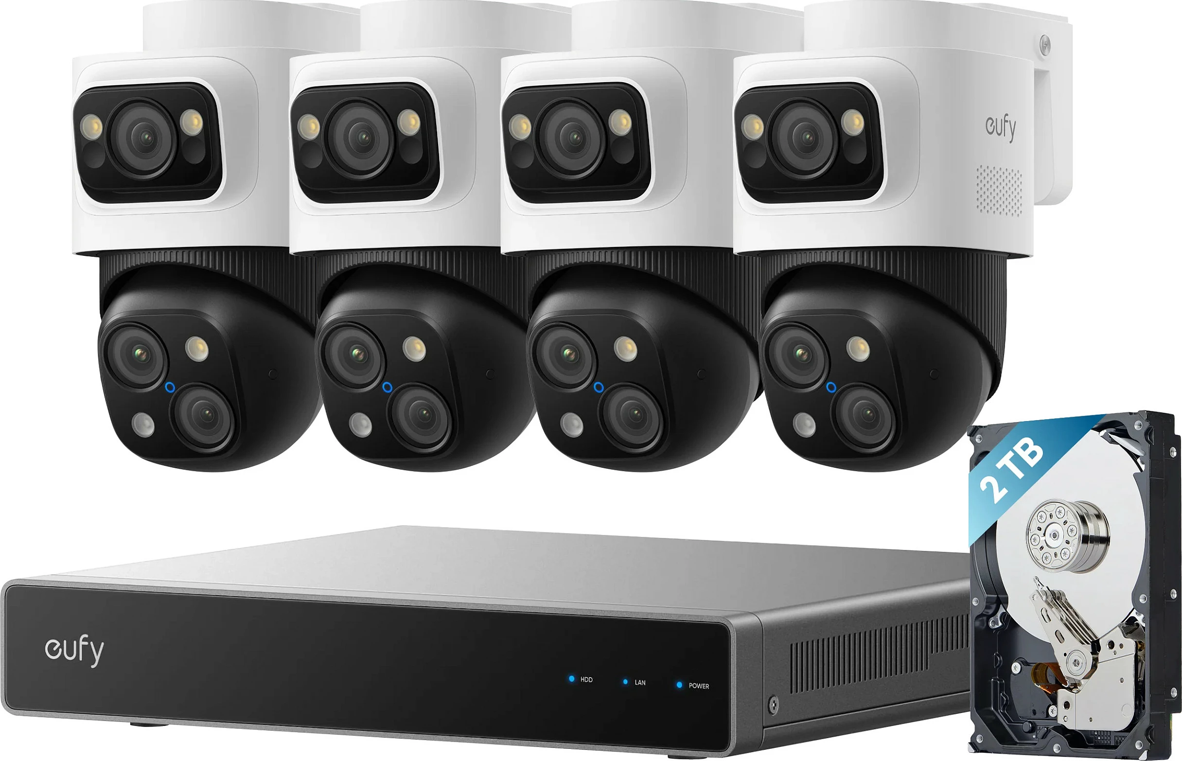 Sistem sigurie NVR EUFY S4 Max, 8 kanale, 4K, HDD 2TB (deri 16TB), PoE, zi/gri/bardhë