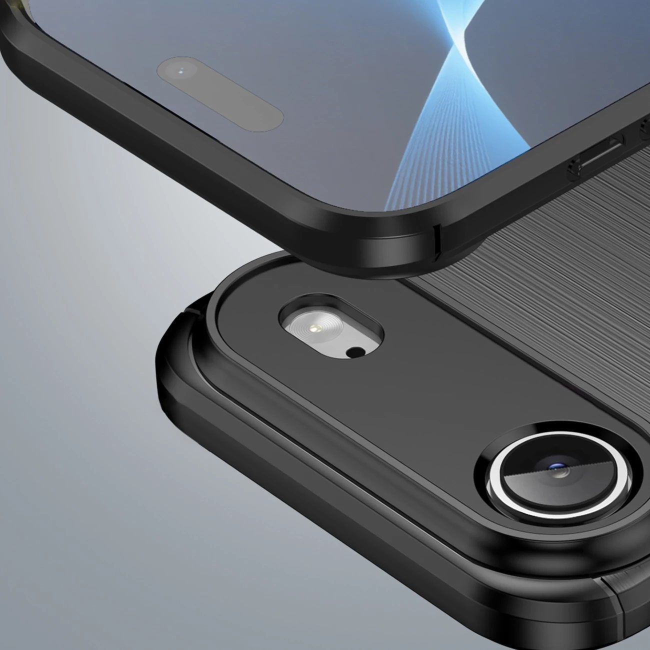 Mbështjellës Hurtel Carbon Case për iPhone 17 Air, TPU, i zi