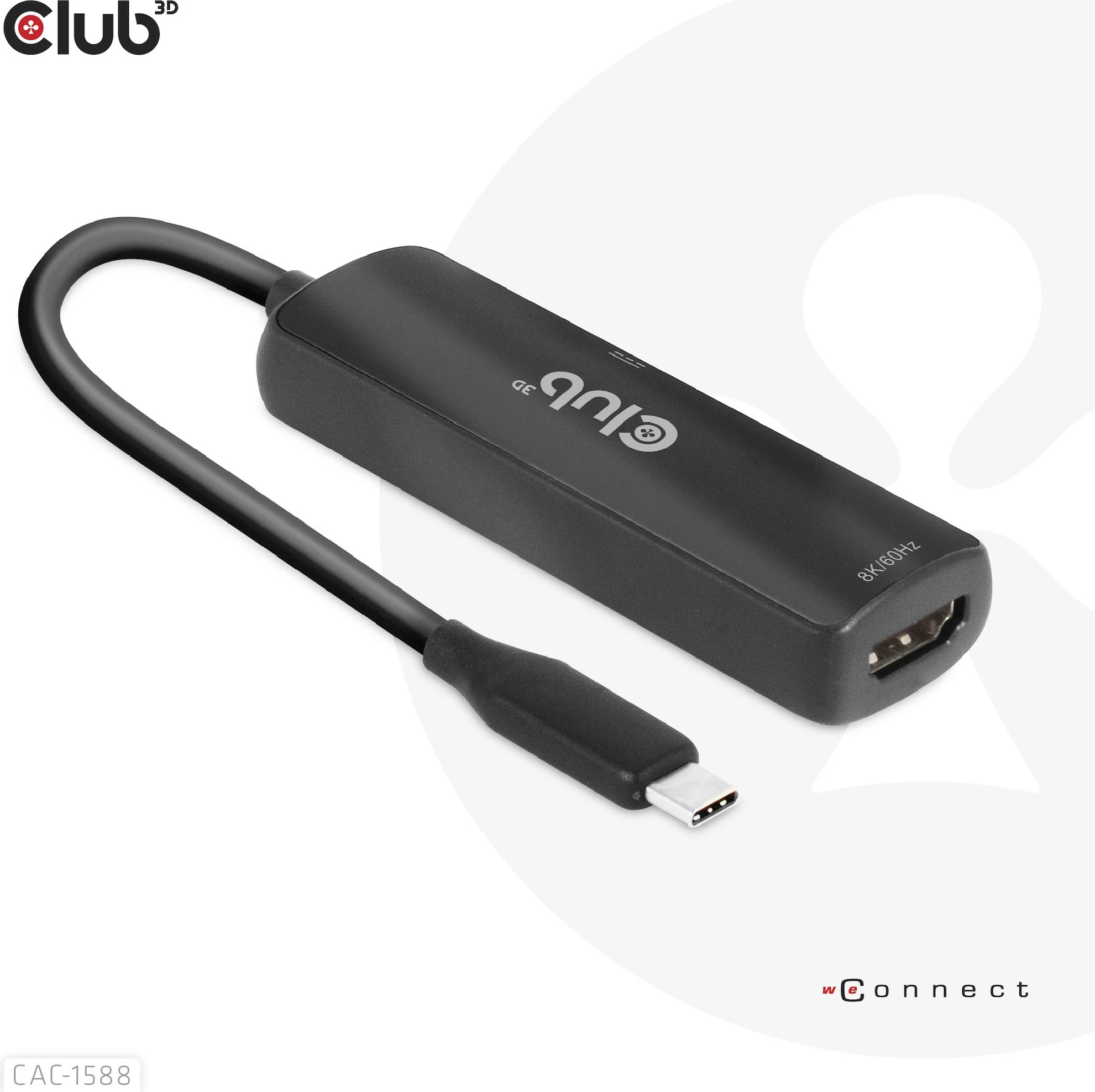 Adapter USB Type-C në HDMI Club3D CAC-1588, 8K60Hz, HDR10+, i zi