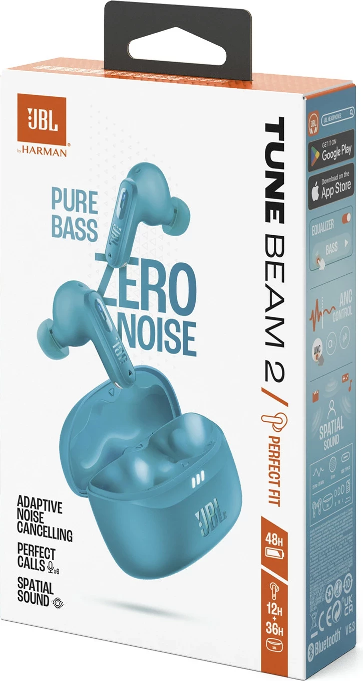 Kufje JBL Tune Beam 2, wireless, ANC, 48 orë bateri, blu