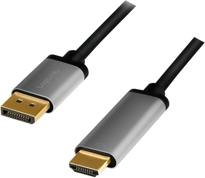 Kabllo DisplayPort në HDMI LogiLink CDA0107, 2m, e zezë/argjendtë