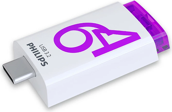 USB stick Philips Click Series Gen 1 64GB USB-C, bardhë/vjollcë