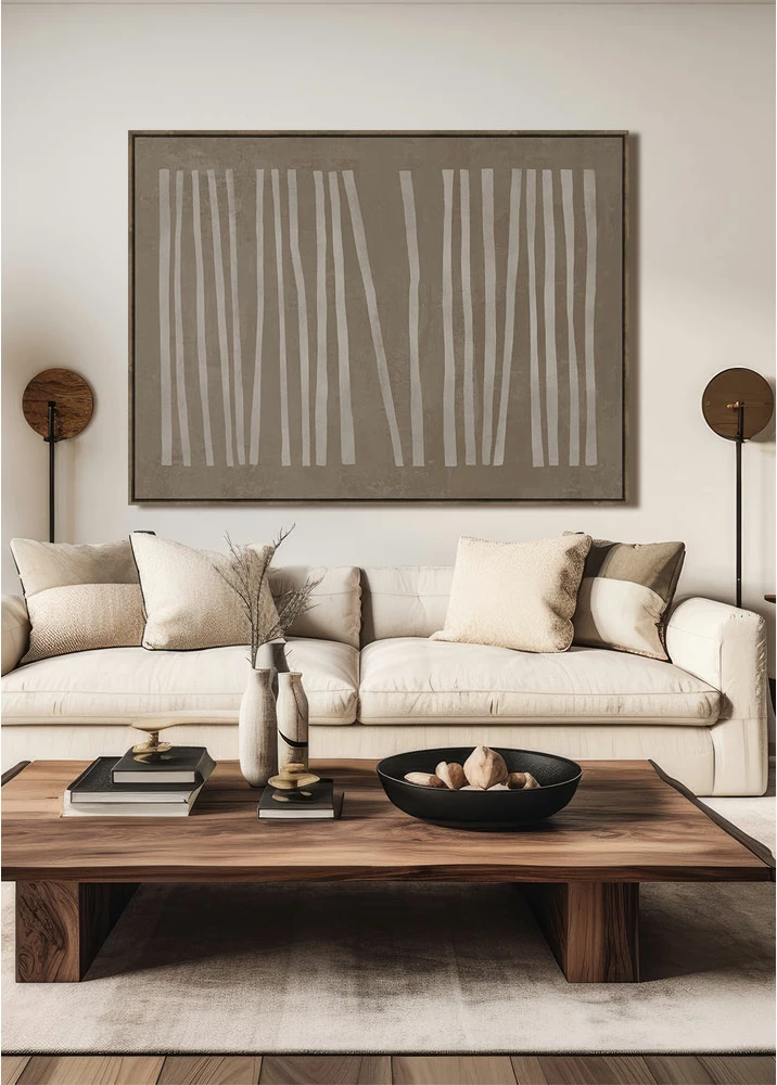 Pikturë dekorative RAYA A me kornizë, kanavacë, ngjyrë kafe-bezhë, 90x120x4cm