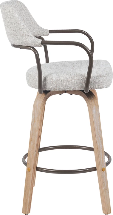 Karrige për bar rrotulluese, lartësi mesatare, metal-dru, stof bezhë-kafe, 54x52x98cm