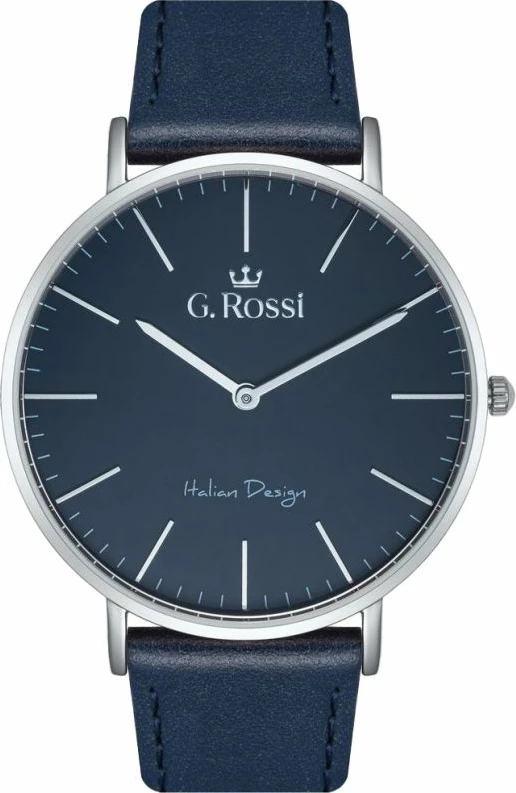 Orë dore meshkuj G.Rossi 11014A7-6F1, blu e argjendtë, me kuti