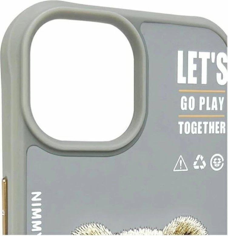 Kuti për iPhone 15 Nimmy Cool&Cute 2.0 Bear, gri