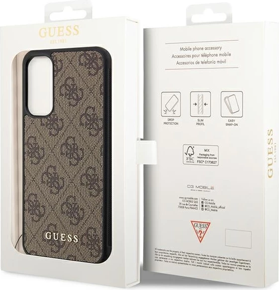 Mbështjellës Guess 4G Charms për Samsung Galaxy A34 5G, kafe