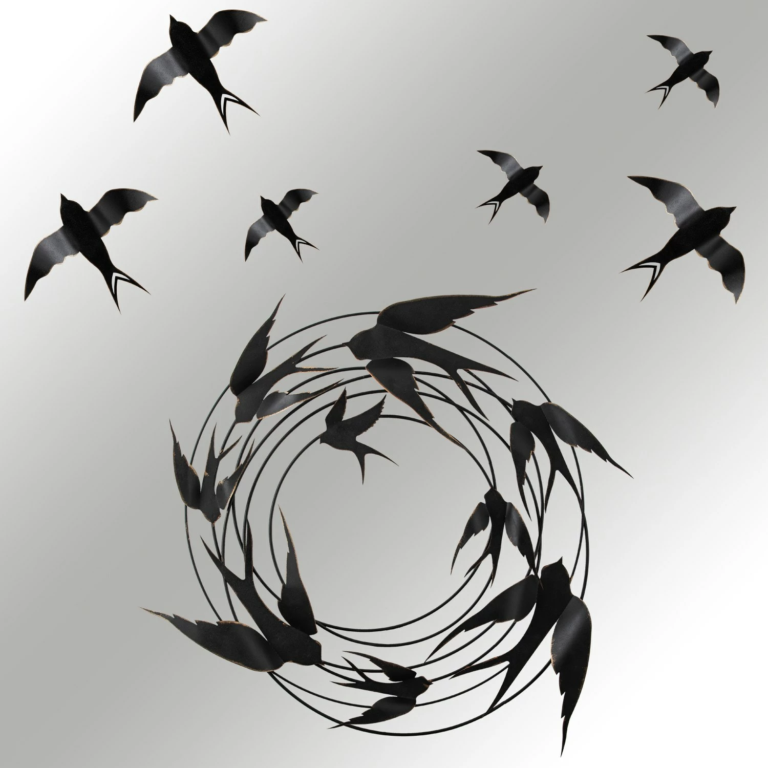 Aksesor dekorativ metalik për mur, Wallity, Migration, shumëngjyrësh, set 6 copë