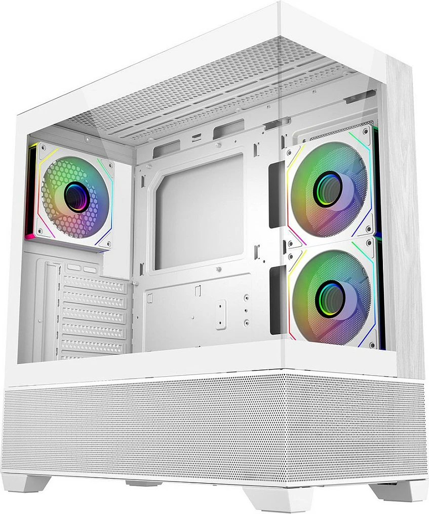 Kasë Cooler Master Elite 690, Midi Tower ATX, RGB, Tempered Glass, e bardhë
