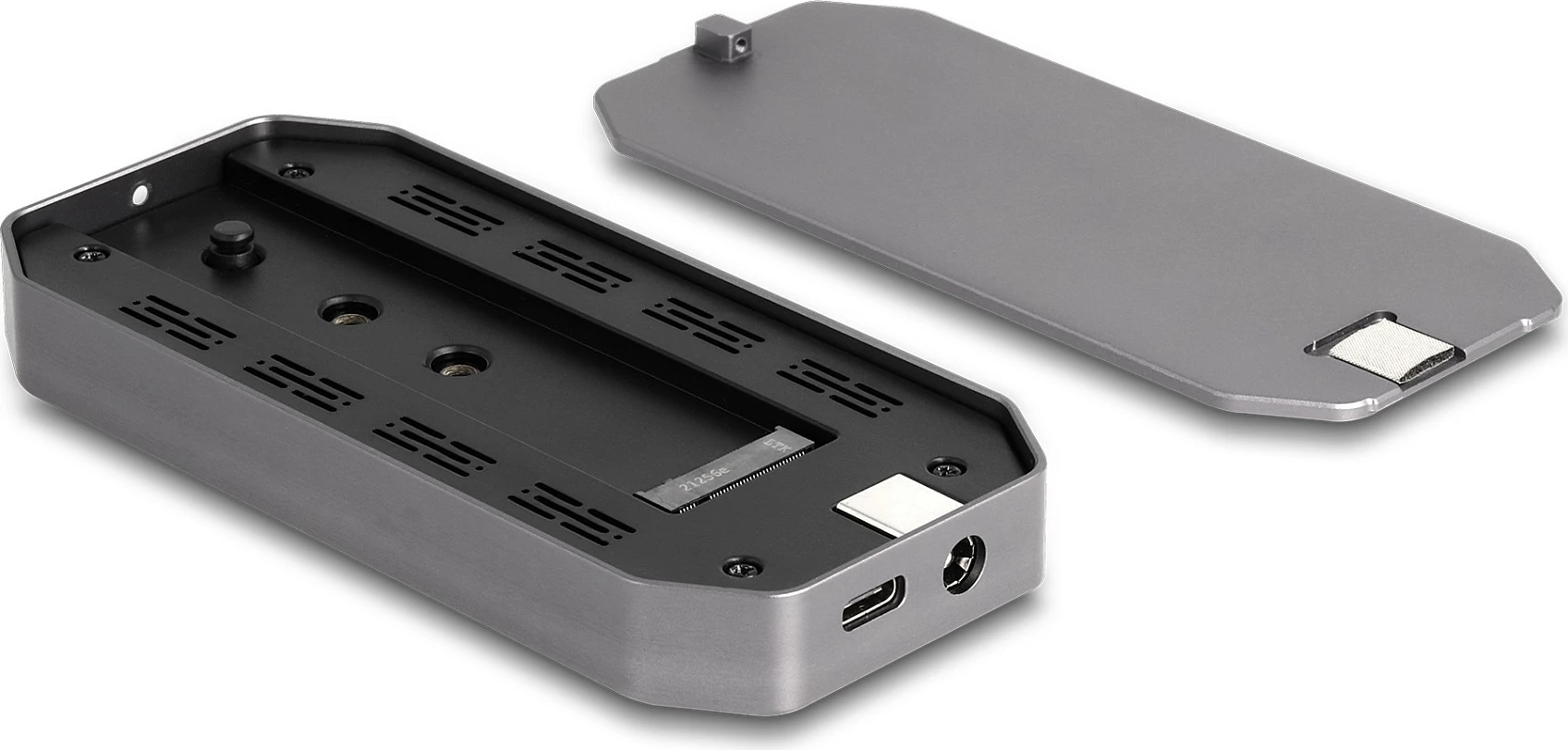Kuti e jashtme për SSD DeLOCK M.2 NVMe USB-C 20Gbps, RGB LED, 2280/2260/2242, gri