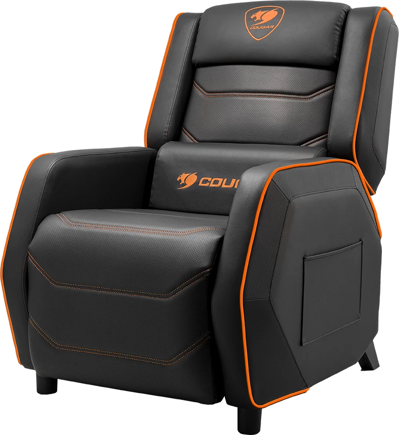 Sofë gaming COUGAR Ranger S, PVC lëkurë, shtrirje 160°, max 160 kg, zi/portokalli