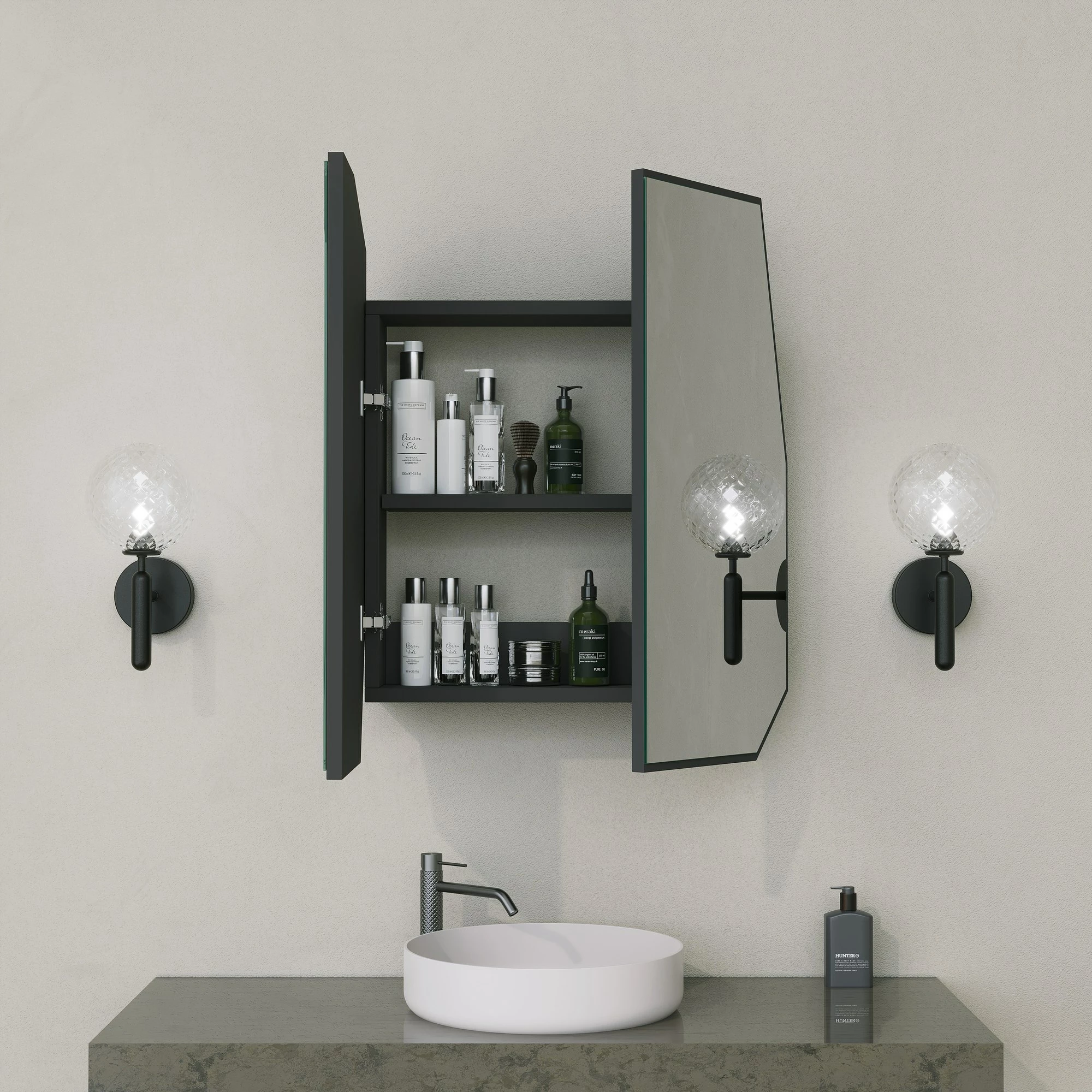 Dollap banjoje Hanah Home, Quartz, ngjyrë e zezë