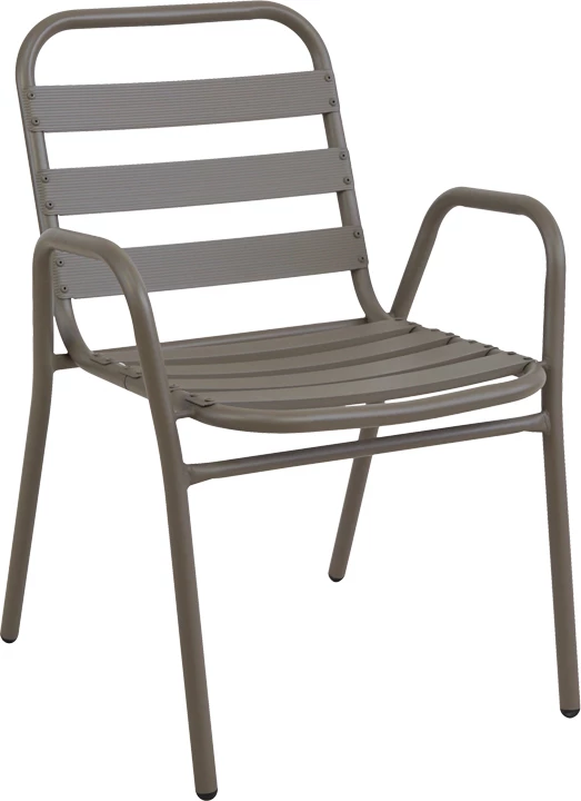 Tavolinë me karrige Sussie-Vergo set prej 3 copash, metal-alumini, ngjyrë shampanjë, D60x70cm