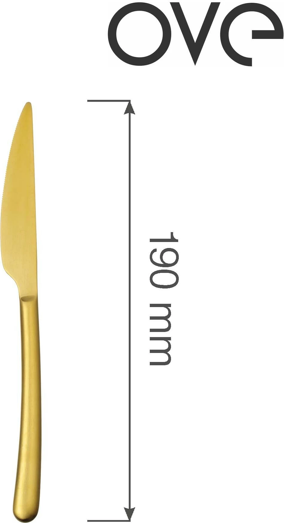 Thikë deserti OVE Amarone Gold 190 mm, çelik inox 18/10, trashësi 4 mm, set 12 copë, ari