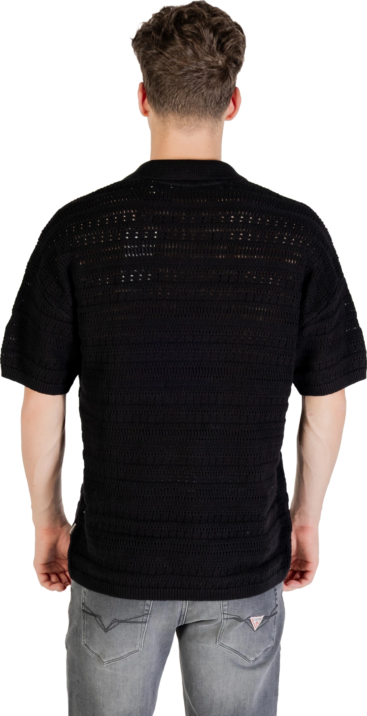 Xhemper polo me mëngë të shkurtra për meshkuj Only & Sons ONSGRAYSON DS 5 CHOCHET 22031835, i zi [Madhësia: XXL]