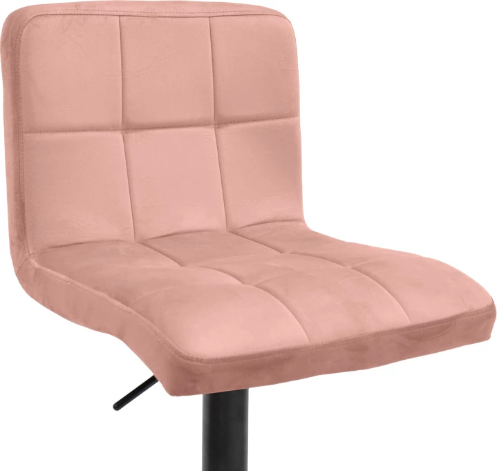 Karrige për bar Remina, lartësi e rregullueshme, kadife ngjyrë mollë e kalbur, bazë e zezë mat, set 2 copë, 44x44x112cm