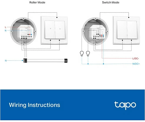 Modul switch smart TP-Link Tapo S112, kontroll roletash/zhalluzinash, Wi‑Fi 2.4GHz, Matter, i bardhë
