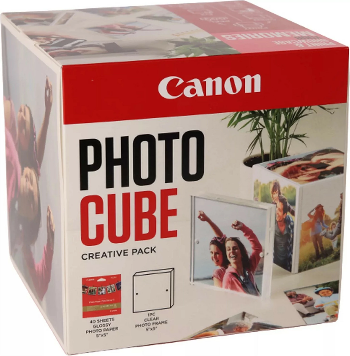 Letër fotografike Canon PP-201 Photo Cube 2311B075, 130x130mm, glossy, 40 fletë, me kornizë, pink