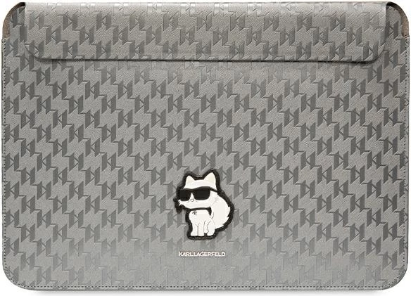 Mbështjellës laptopi Karl Lagerfeld Saffiano Monogram Choupette 14", argjend