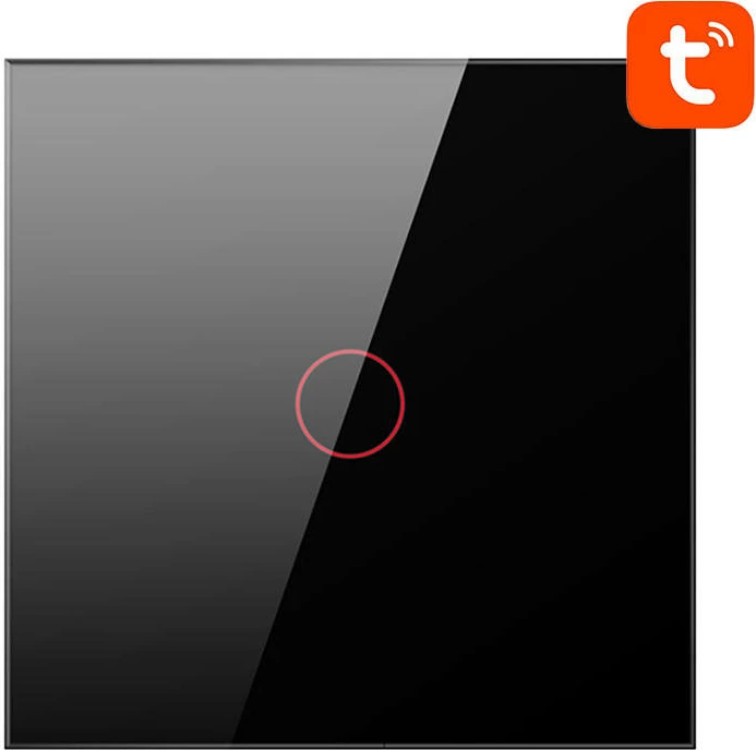 Switch i mençur i dritës Avatto TS02-EU-B1, 1 kanal (1 way), Wi‑Fi, TUYA/Smart Life, touch, 10A 800W, i zi
