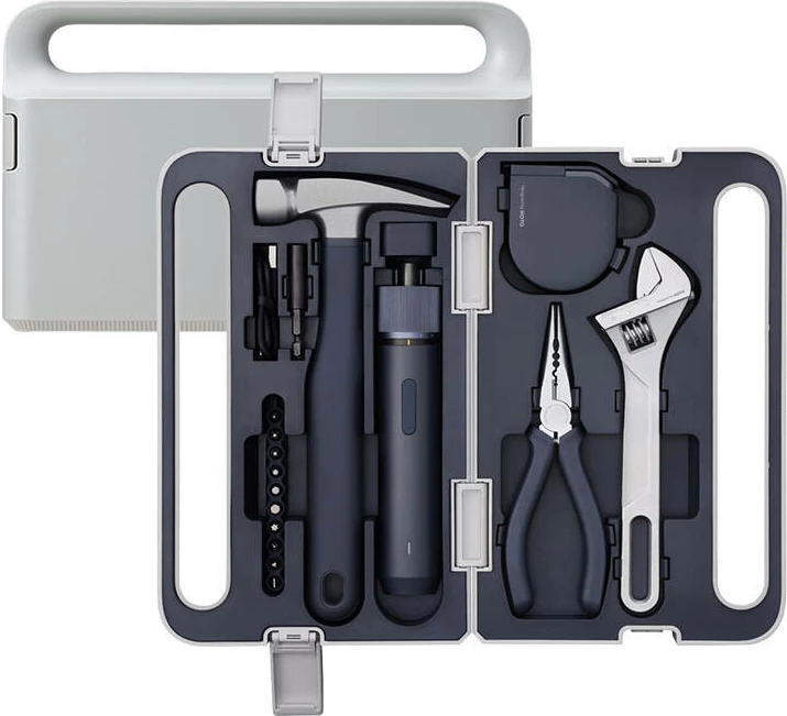 Set veglash HOTO QWDGJ001, 9 pjesë, me kaçavidë elektrike, gri