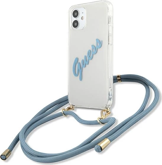 Mbështjellës Guess GUHCP12SCRTVSBL për iPhone 12 mini 5.4", hardcase, kaltër