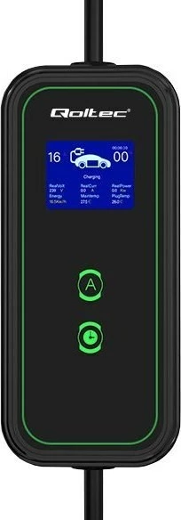 Karikues portabil për makina elektrike Qoltec 52470, Type 2, 3.5 kW, LCD