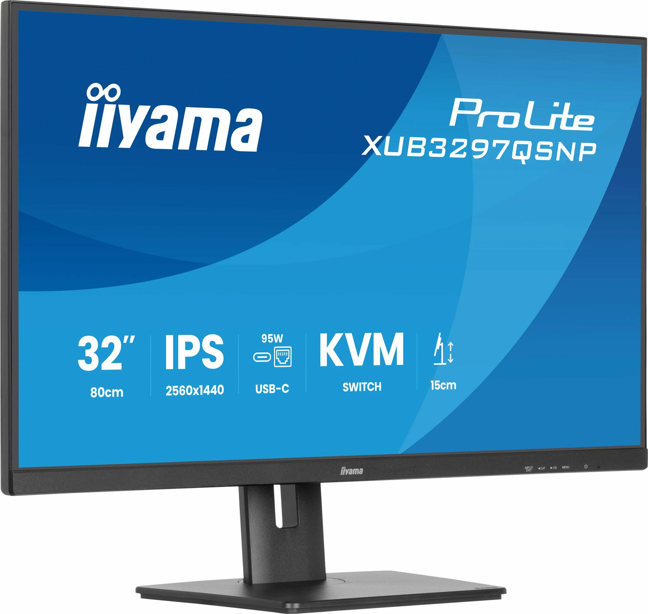 Monitor iiyama ProLite XUB3297QSNP-B1 32\" QHD IPS 100Hz USB-C Dock 95W KVM, i zi