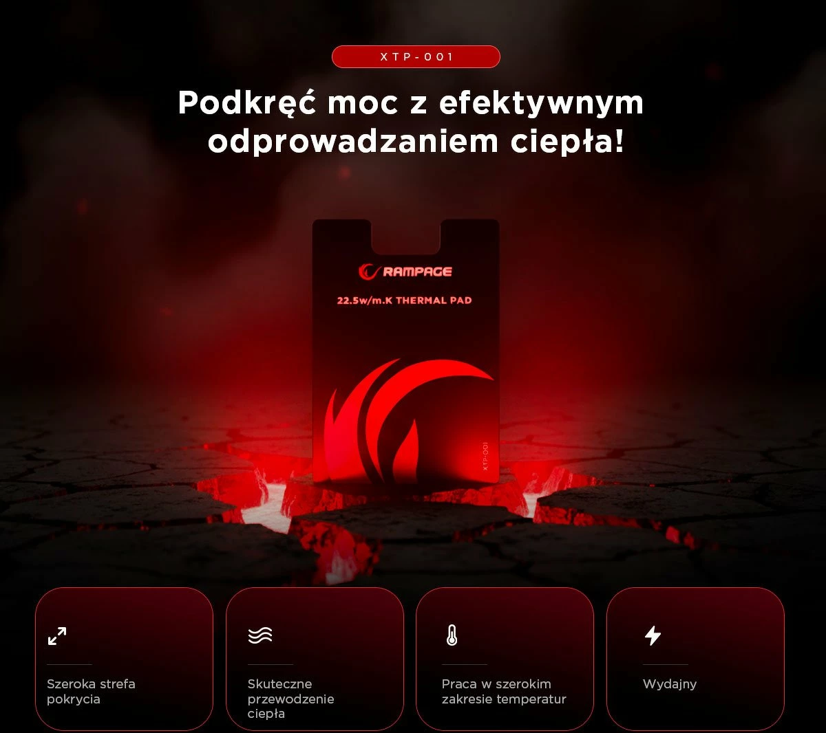 Pad termik Rampage XTP-001 38x38mm 0.2mm 22.5W/mK, gri, 1 copë