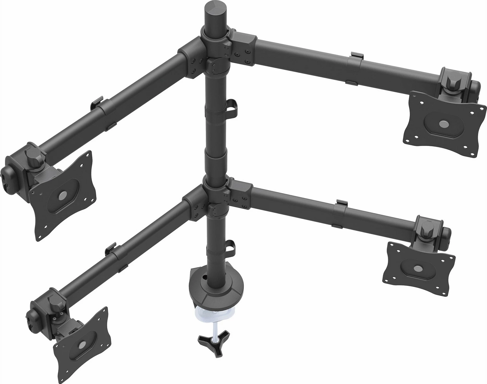 Mbajtës për 4 monitorë StarTech Quad, VESA 75x75/100x100, montim në tavolinë clamp/grommet, i zi
